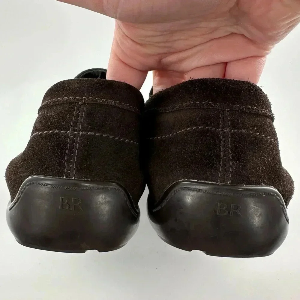 Banana Republic mens flats 9 chocolate brown suede square toe driving loafers